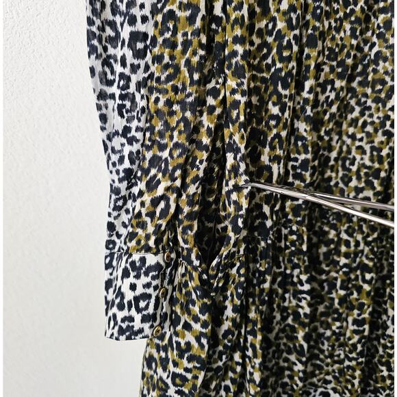ULLA JOHNSON Amira Leopard Print Long Puff Sleeve Mock Neck Mini Dress Sz 2 - Picture 6 of 16